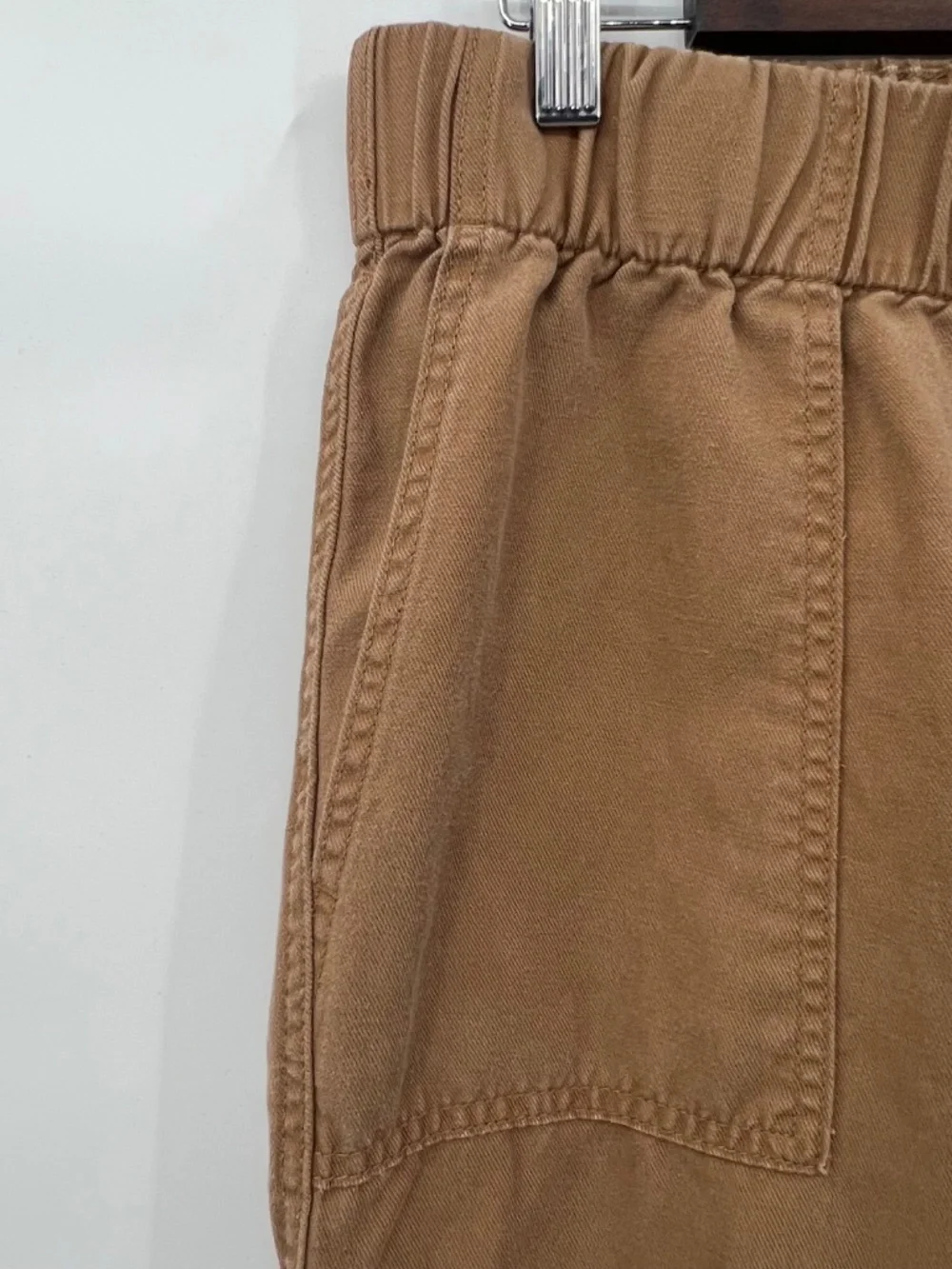 Banana Republic Sz M Brown/Tan Linen Blend Elastic Waist Pull On Cropped Pants